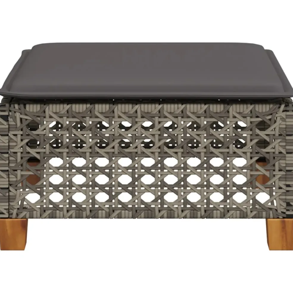 vidaXL Tuinkruk met kussen 63,5x56x32 cm poly rattan grijs