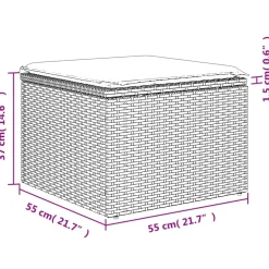 vidaXL Tuinkruk met kussen 55x55x37 cm poly rattan bruin