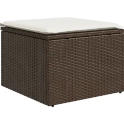 vidaXL Tuinkruk met kussen 55x55x37 cm poly rattan bruin