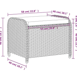 vidaXL Tuinkruk met kussen 58x46x46 cm poly rattan grijs