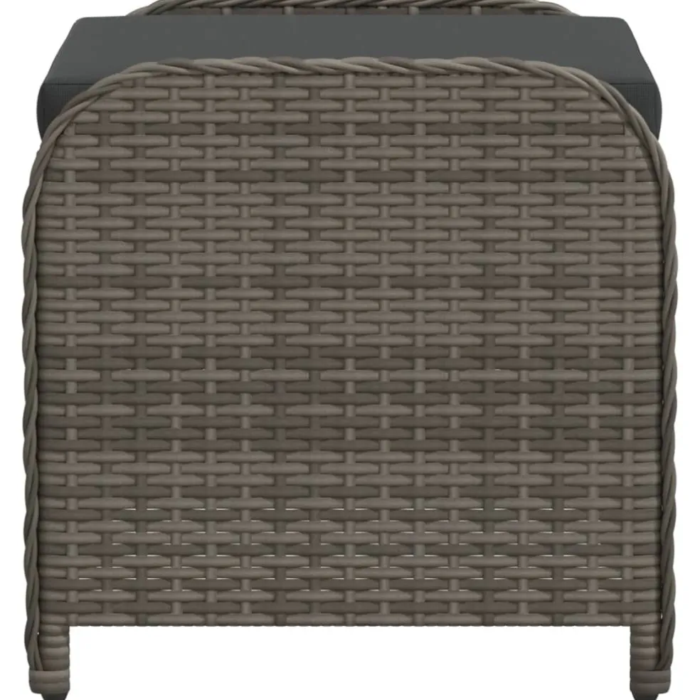 vidaXL Tuinkruk met kussen 58x46x46 cm poly rattan grijs