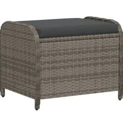 vidaXL Tuinkruk met kussen 58x46x46 cm poly rattan grijs