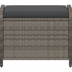 vidaXL Tuinkruk met kussen 58x46x46 cm poly rattan grijs