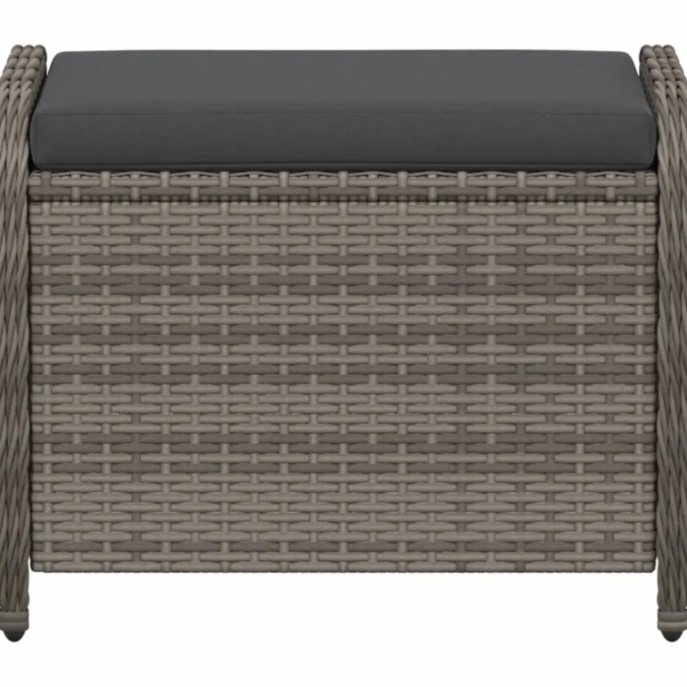 vidaXL Tuinkruk met kussen 58x46x46 cm poly rattan grijs