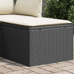vidaXL Tuinkruk met kussen 55x55x37 cm poly rattan zwart