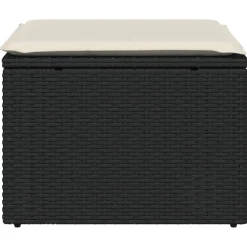 vidaXL Tuinkruk met kussen 55x55x37 cm poly rattan zwart