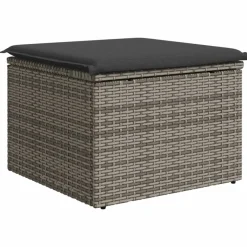 vidaXL Tuinkruk met kussen 55x55x37 cm poly rattan grijs
