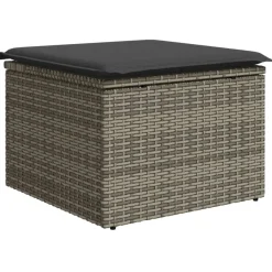 vidaXL Tuinkruk met kussen 55x55x37 cm poly rattan grijs