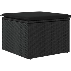 vidaXL Tuinkruk met kussen 55x55x37 cm poly rattan zwart