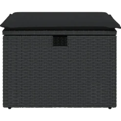 vidaXL Tuinkruk met kussen 55x55x37 cm poly rattan zwart
