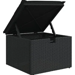 vidaXL Tuinkruk met kussen 55x55x37 cm poly rattan zwart