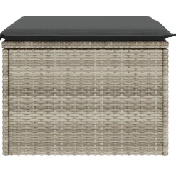 vidaXL Tuinkruk met kussen 55x55x37 cm poly rattan lichtgrijs