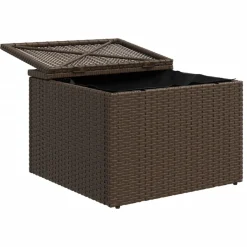 vidaXL Tuinkruk met kussen 55x55x37 cm poly rattan bruin