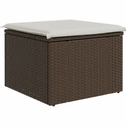 vidaXL Tuinkruk met kussen 55x55x37 cm poly rattan bruin