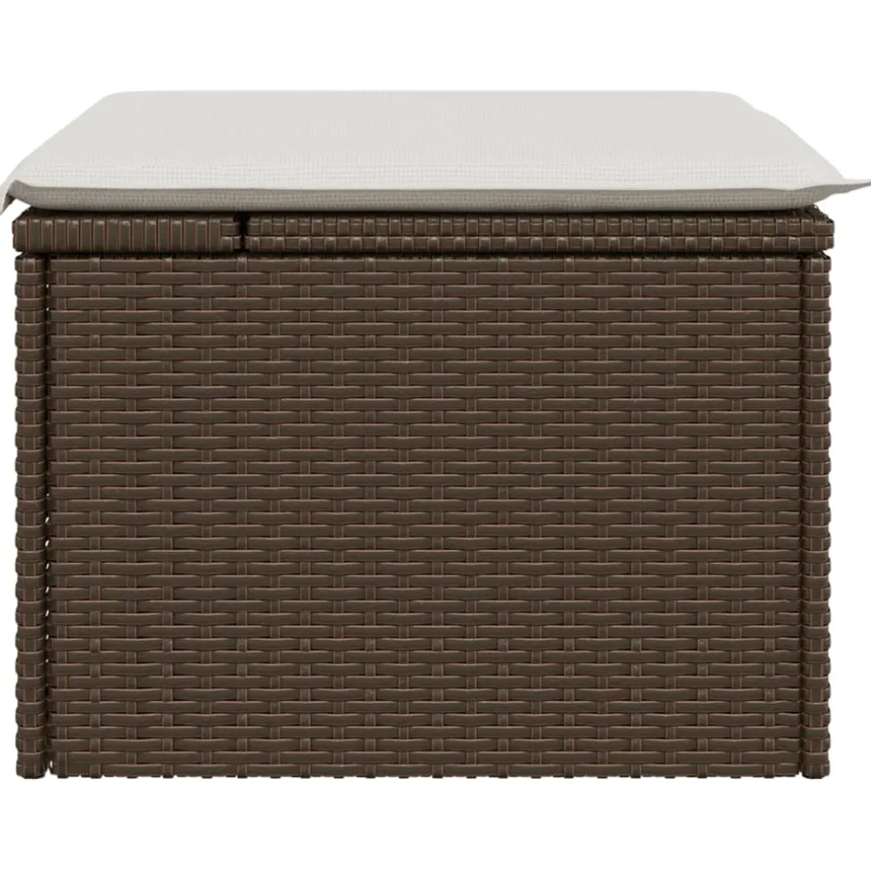 vidaXL Tuinkruk met kussen 55x55x37 cm poly rattan bruin