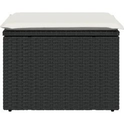 vidaXL Tuinkruk met kussen 55x55x37 cm poly rattan zwart