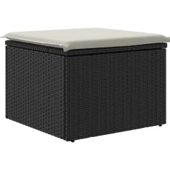 vidaXL Tuinkruk met kussen 55x55x37 cm poly rattan zwart