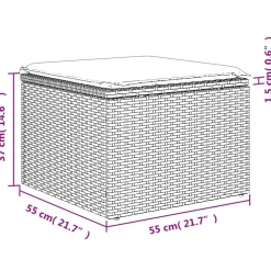 vidaXL Tuinkruk met kussen 55x55x37 cm poly rattan zwart
