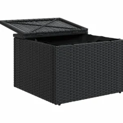 vidaXL Tuinkruk met kussen 55x55x37 cm poly rattan zwart