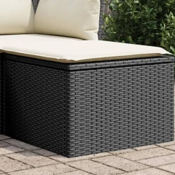 vidaXL Tuinkruk met kussen 55x55x37 cm poly rattan zwart