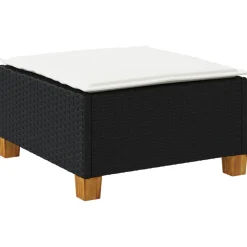 vidaXL Tuinkruk met kussen 63,5x56x32 cm poly rattan zwart