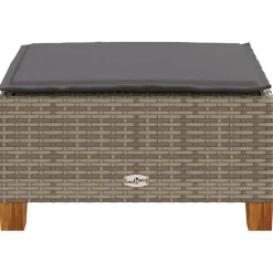 vidaXL Tuinkruk met kussen 63,5x56x32 cm poly rattan grijs