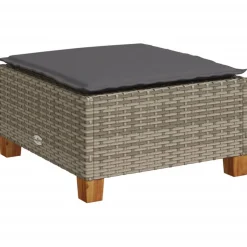 vidaXL Tuinkruk met kussen 63,5x56x32 cm poly rattan grijs