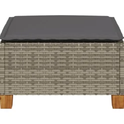 vidaXL Tuinkruk met kussen 63,5x56x32 cm poly rattan grijs