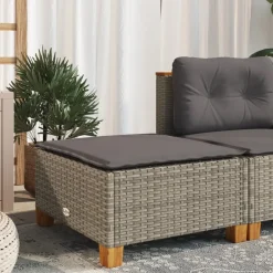 vidaXL Tuinkruk met kussen 63,5x56x32 cm poly rattan grijs