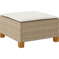 vidaXL Tuinkruk met kussen 63,5x56x32 cm poly rattan beige