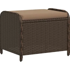 vidaXL Tuinkruk met kussen 58x46x46 cm poly rattan bruin