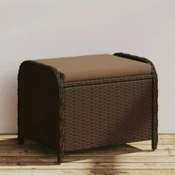 vidaXL Tuinkruk met kussen 58x46x46 cm poly rattan bruin