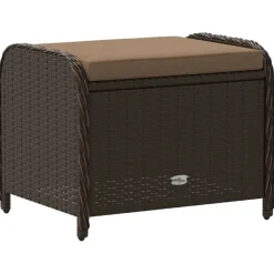 vidaXL Tuinkruk met kussen 58x46x46 cm poly rattan bruin
