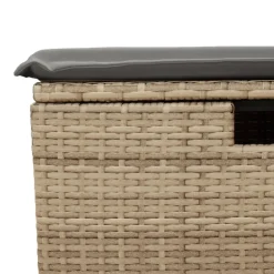 vidaXL Tuinkruk met kussen 55x55x37 cm poly rattan beige