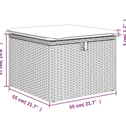 vidaXL Tuinkruk met kussen 55x55x37 cm poly rattan beige