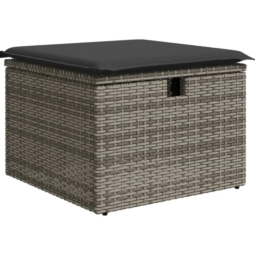 vidaXL Tuinkruk met kussen 55x55x37 cm poly rattan grijs