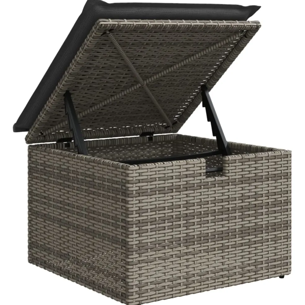 vidaXL Tuinkruk met kussen 55x55x37 cm poly rattan grijs