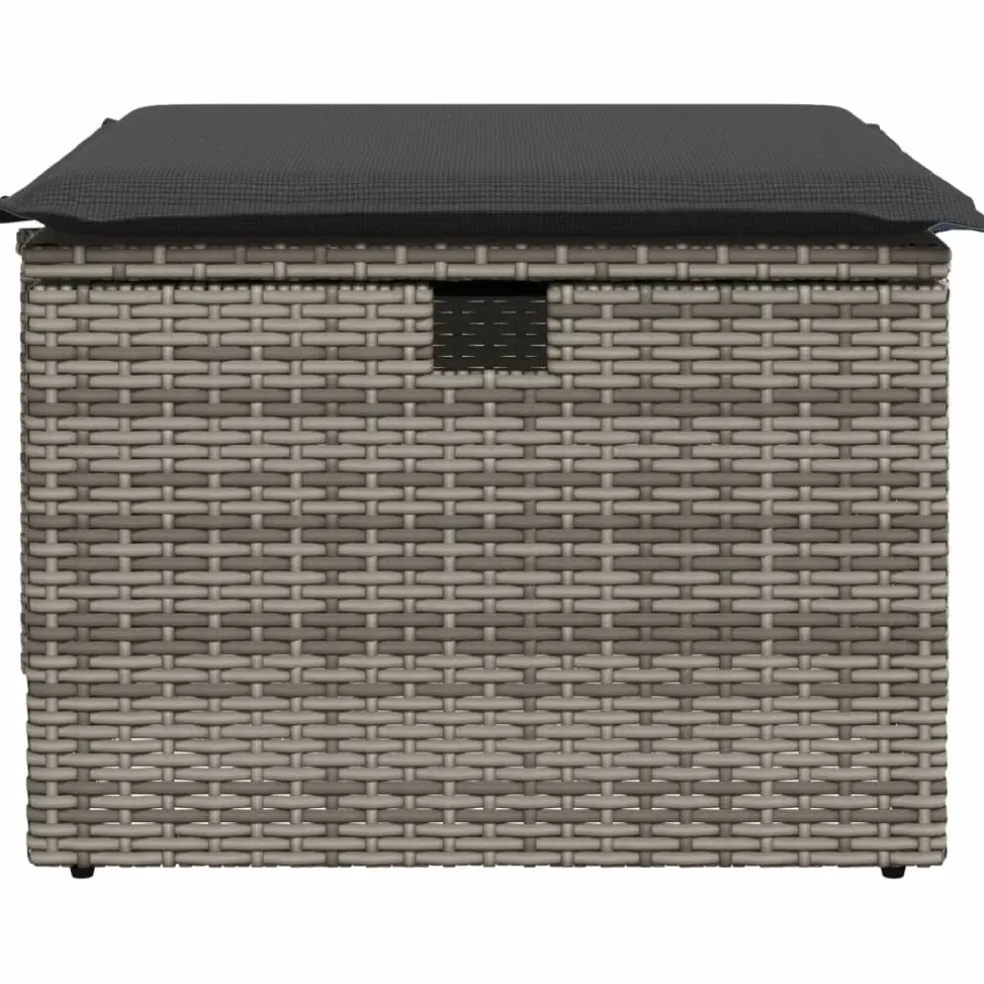 vidaXL Tuinkruk met kussen 55x55x37 cm poly rattan grijs