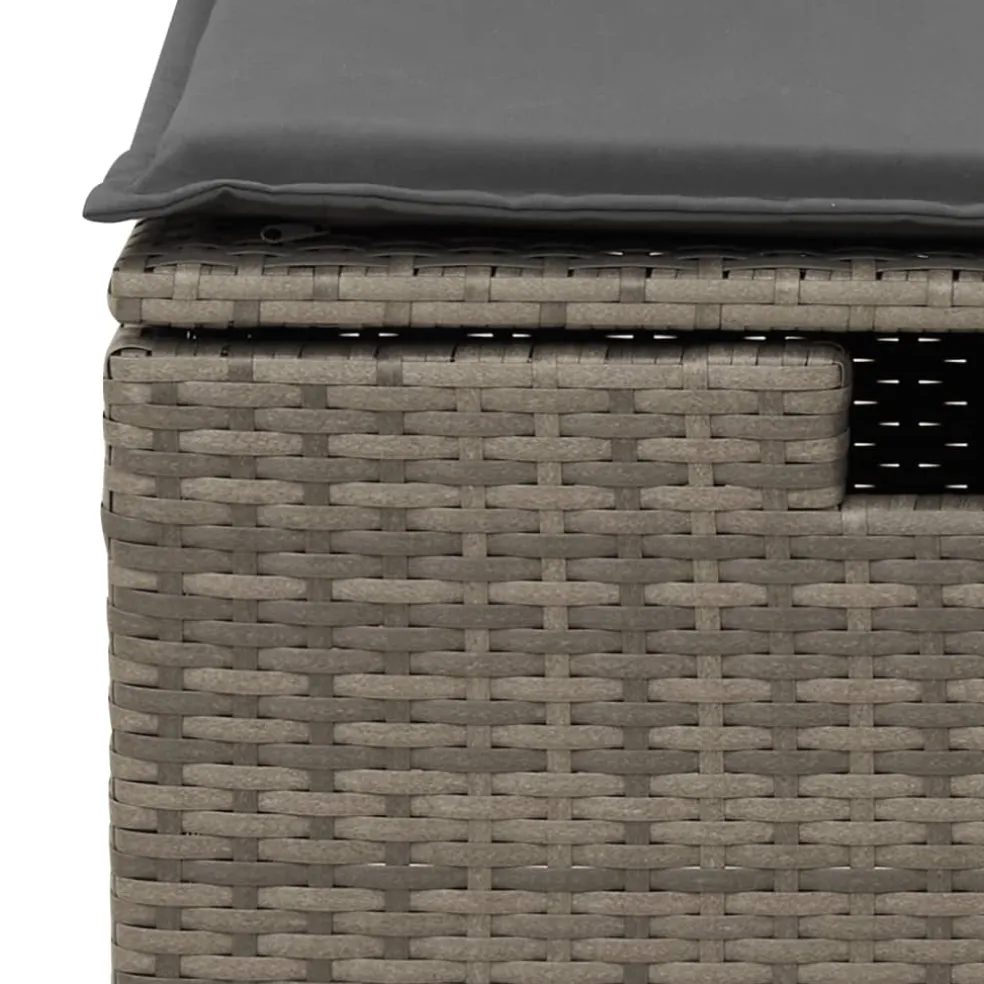 vidaXL Tuinkruk met kussen 55x55x37 cm poly rattan grijs