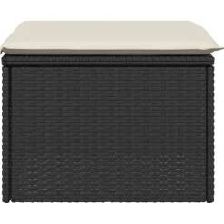 vidaXL Tuinkruk met kussen 55x55x37 cm poly rattan zwart