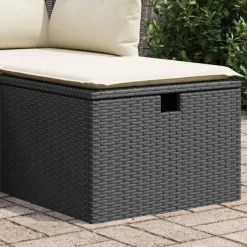 vidaXL Tuinkruk met kussen 55x55x37 cm poly rattan zwart