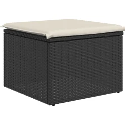 vidaXL Tuinkruk met kussen 55x55x37 cm poly rattan zwart