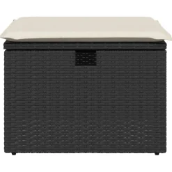 vidaXL Tuinkruk met kussen 55x55x37 cm poly rattan zwart