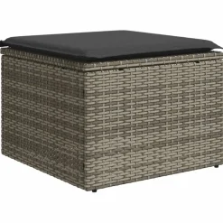 vidaXL Tuinkruk met kussen 55x55x37 cm poly rattan grijs