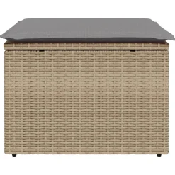 vidaXL Tuinkruk met kussen 55x55x37 cm poly rattan beige