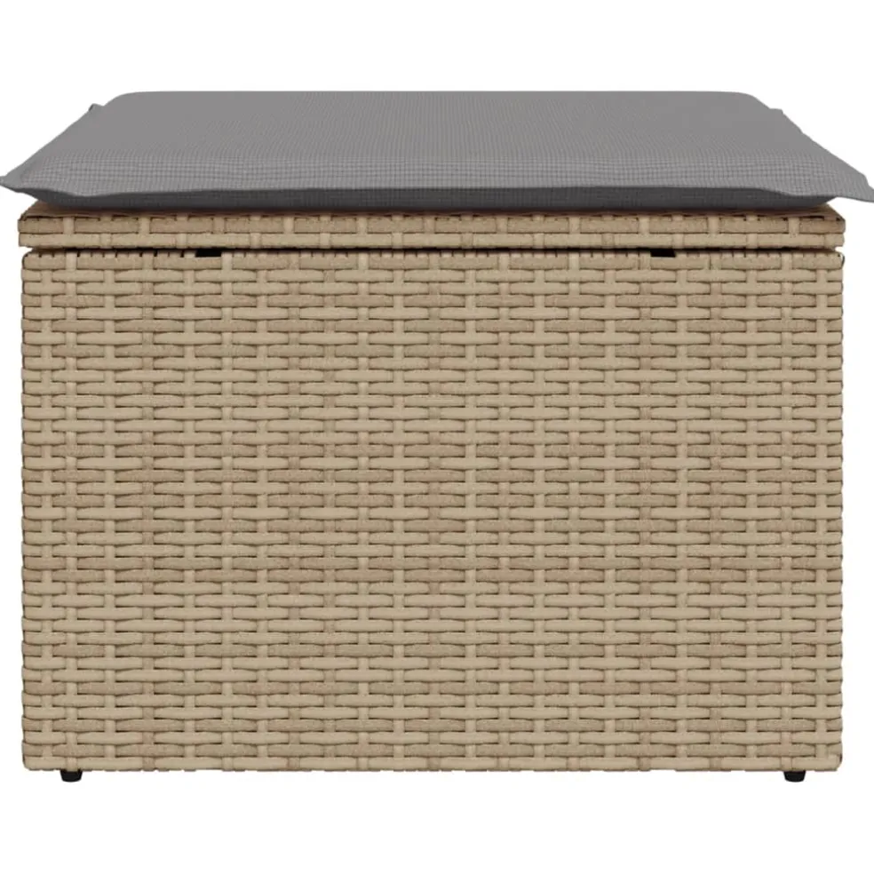 vidaXL Tuinkruk met kussen 55x55x37 cm poly rattan beige