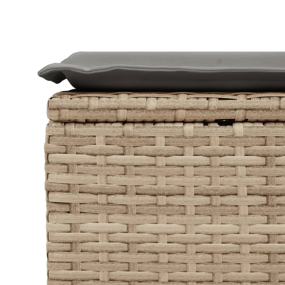 vidaXL Tuinkruk met kussen 55x55x37 cm poly rattan beige