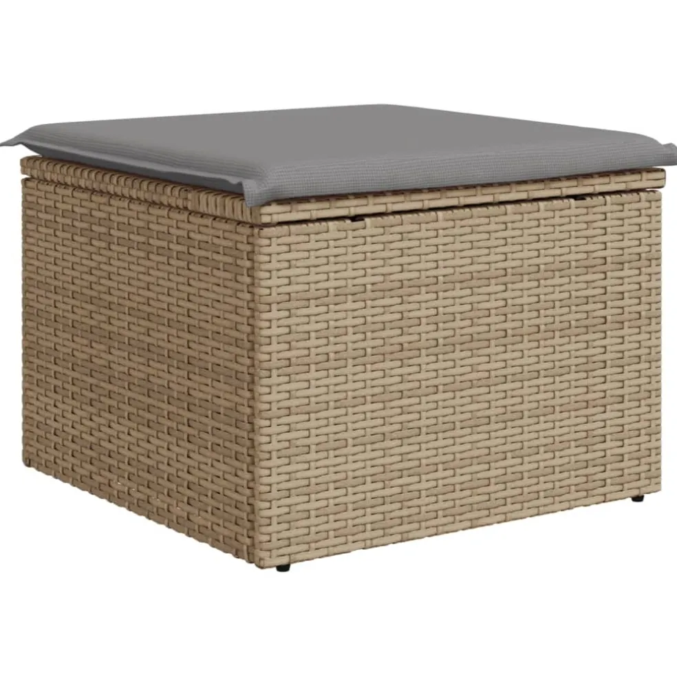 vidaXL Tuinkruk met kussen 55x55x37 cm poly rattan beige