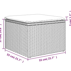 vidaXL Tuinkruk met kussen 55x55x37 cm poly rattan beige