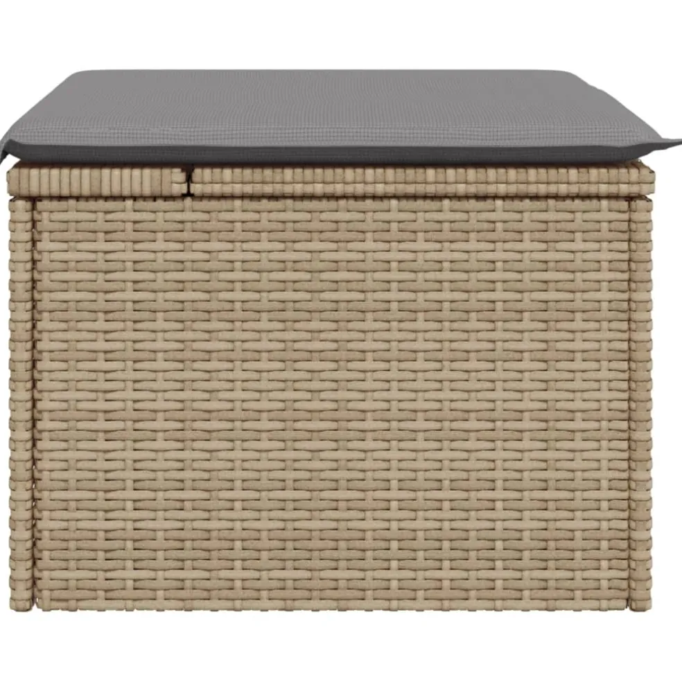 vidaXL Tuinkruk met kussen 55x55x37 cm poly rattan beige